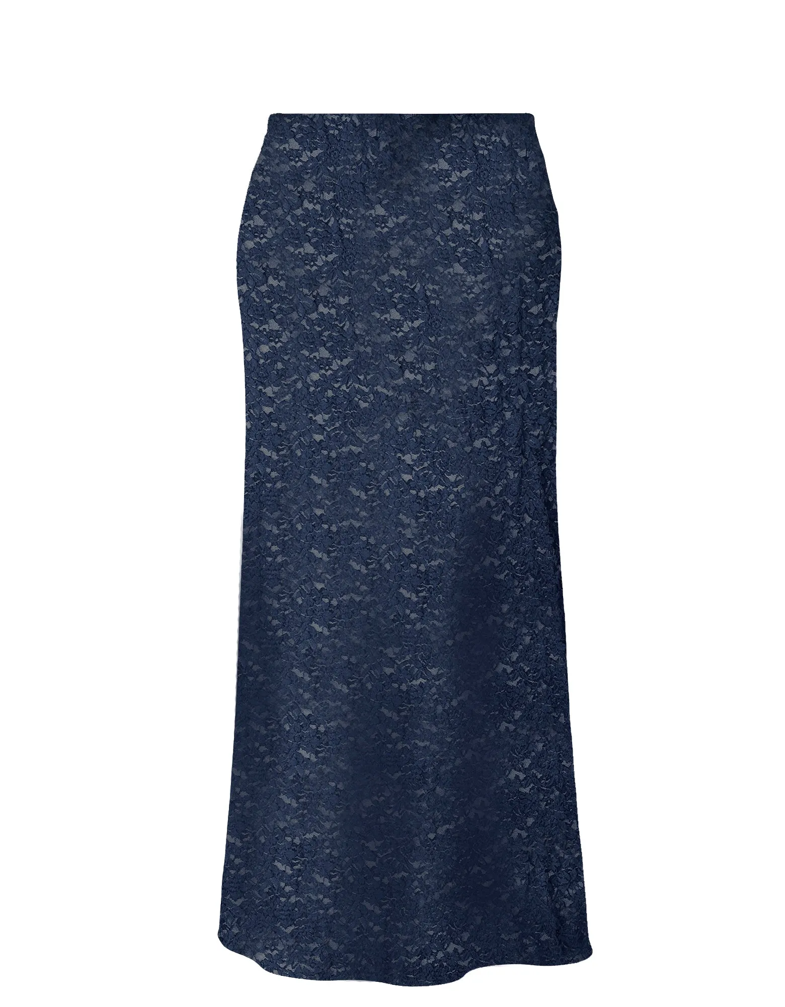 Stretch Lace V-Neck Top & Skirt Set- Navy