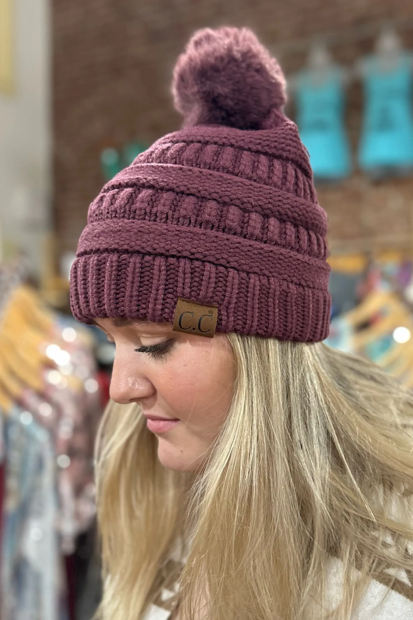 Super Soft Matching Fur Pom C.C Beanie