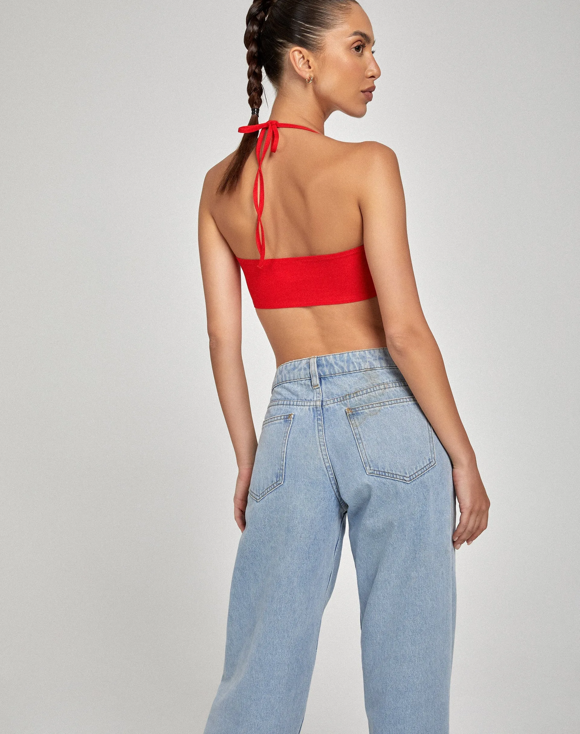 Taina Crop Top in Tailoring Red