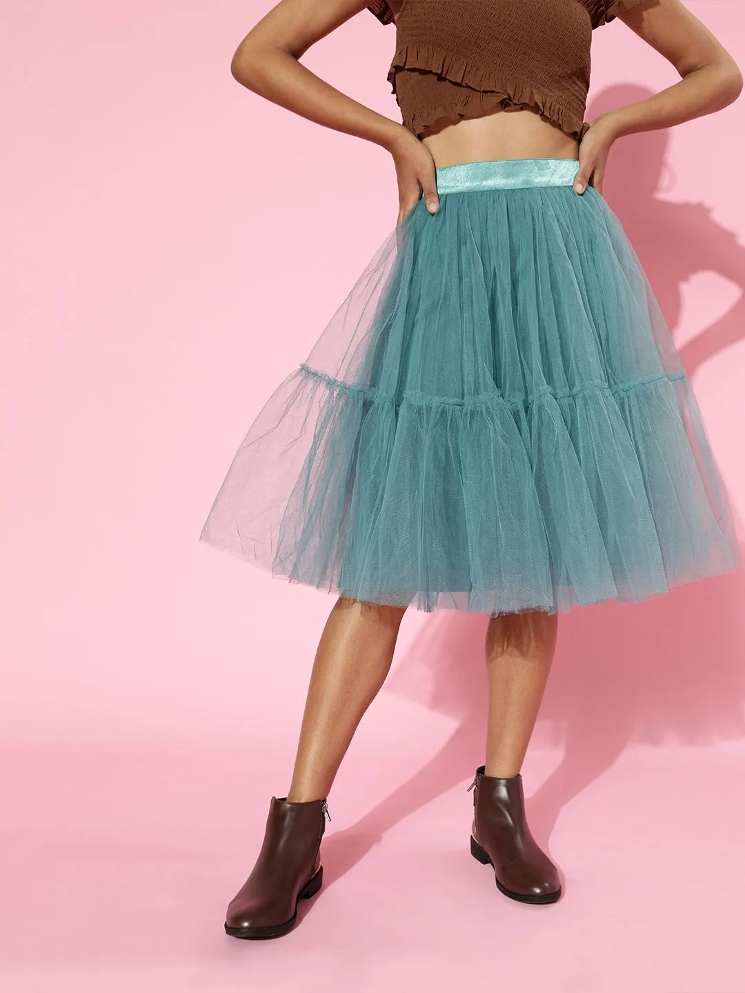 Teal Blue Tulle Frilly Skirt