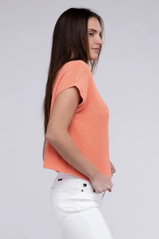 TEEK - Mock Neck Short Sleeve Cropped Sweater