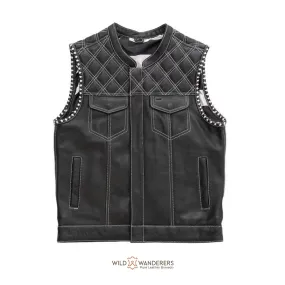 The Black Cut Men's Motorcycle Leather Vest