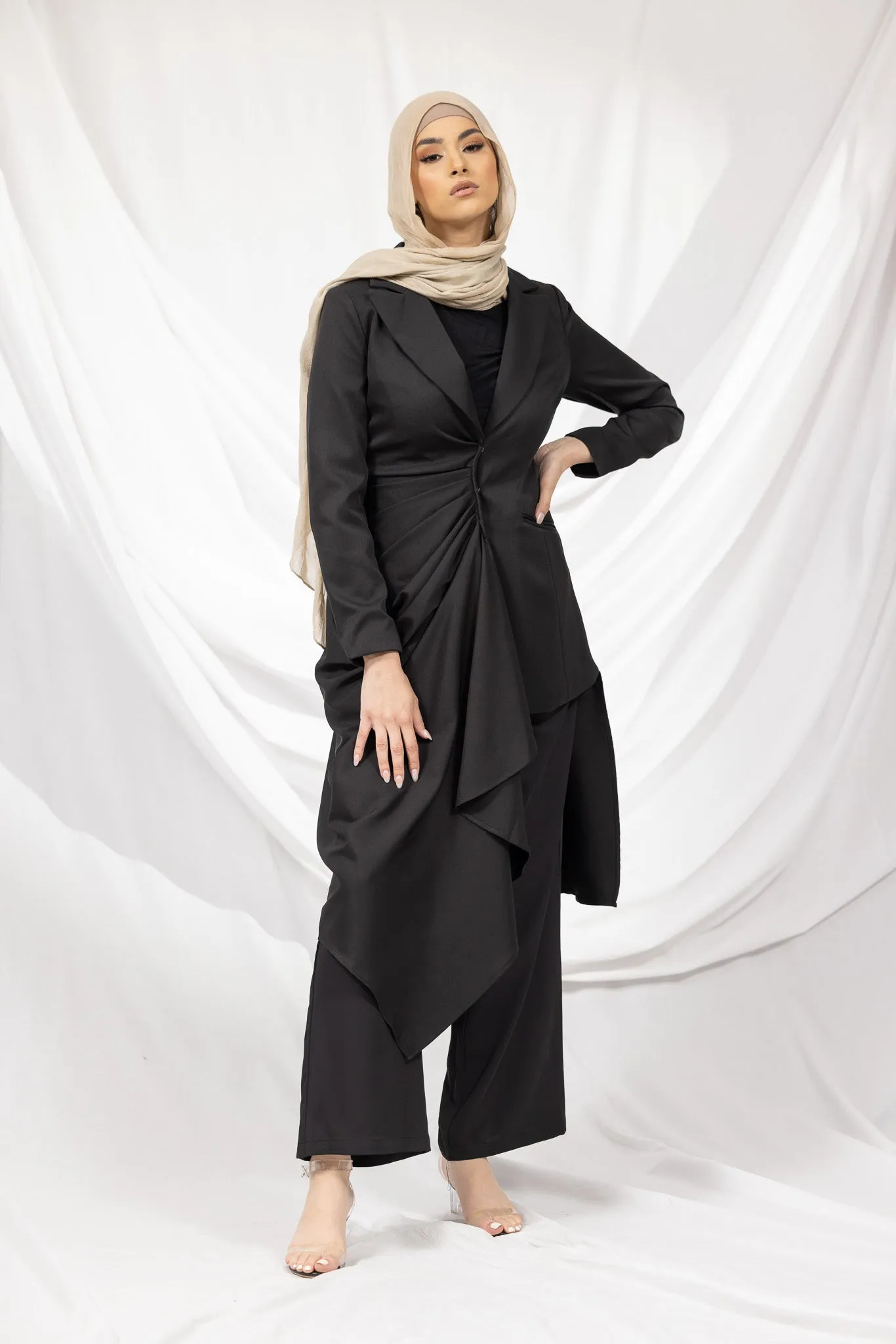 The Crescent Csillia Side Drape Jacket