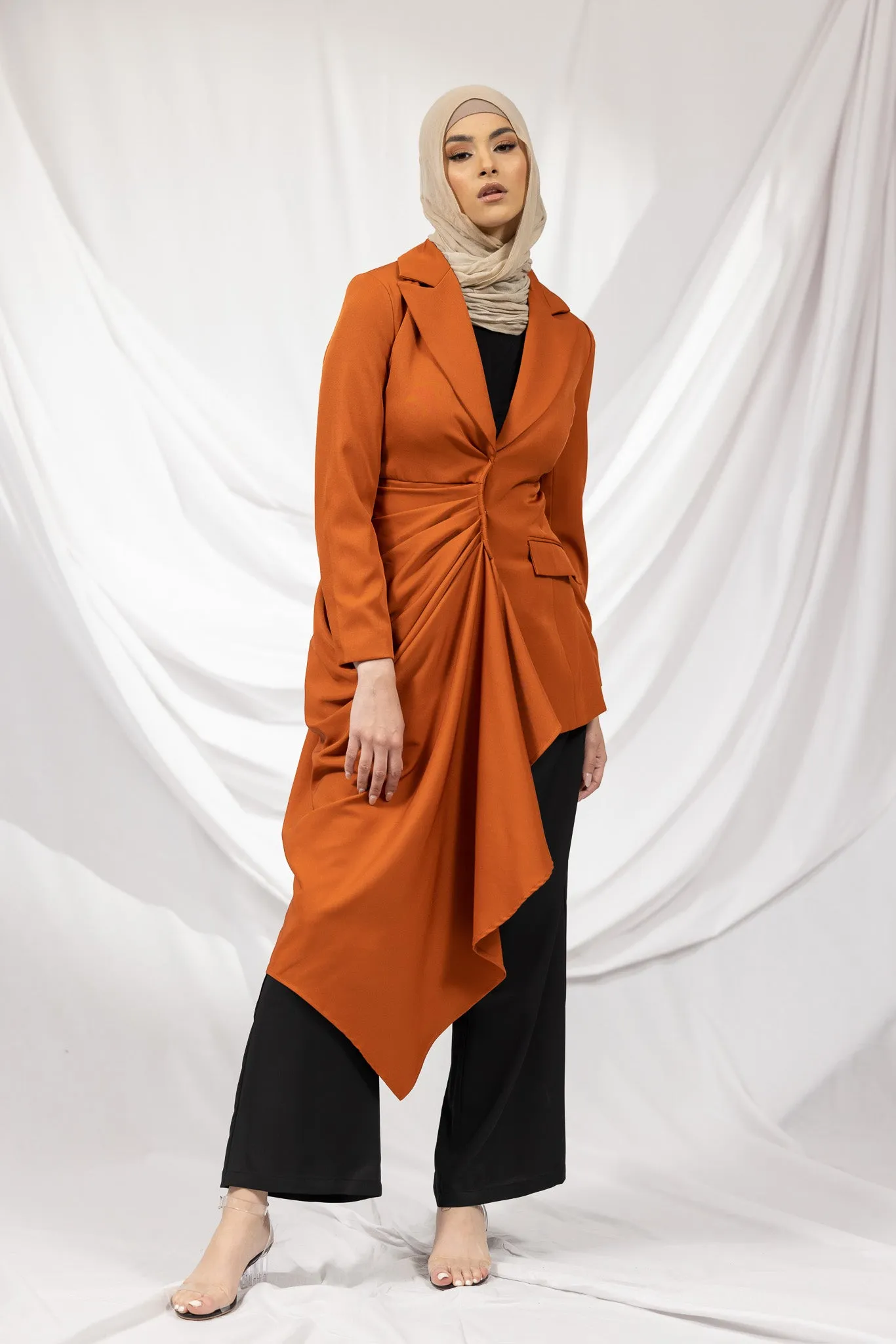 The Crescent Csillia Side Drape Jacket