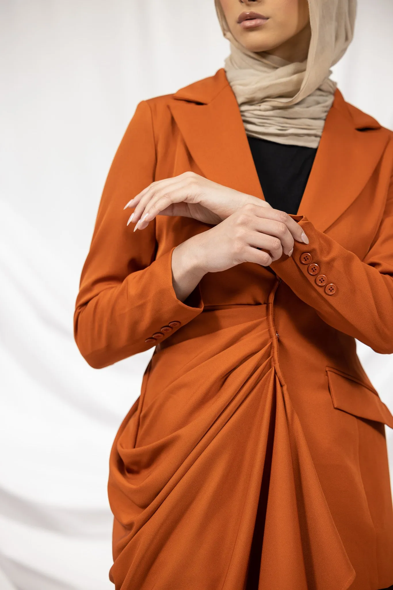 The Crescent Csillia Side Drape Jacket