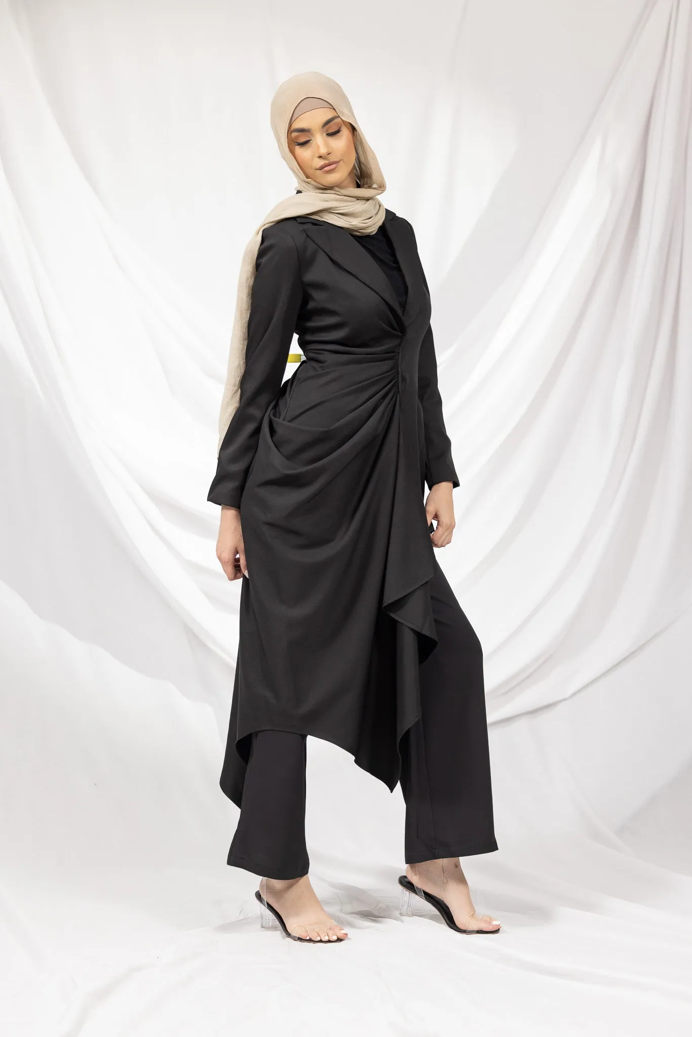 The Crescent Csillia Side Drape Jacket