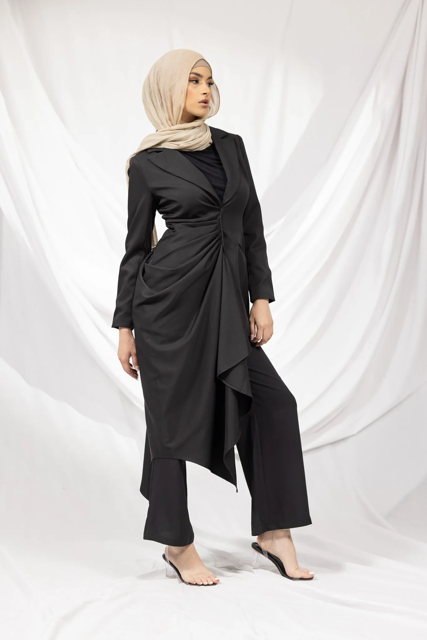 The Crescent Csillia Side Drape Jacket