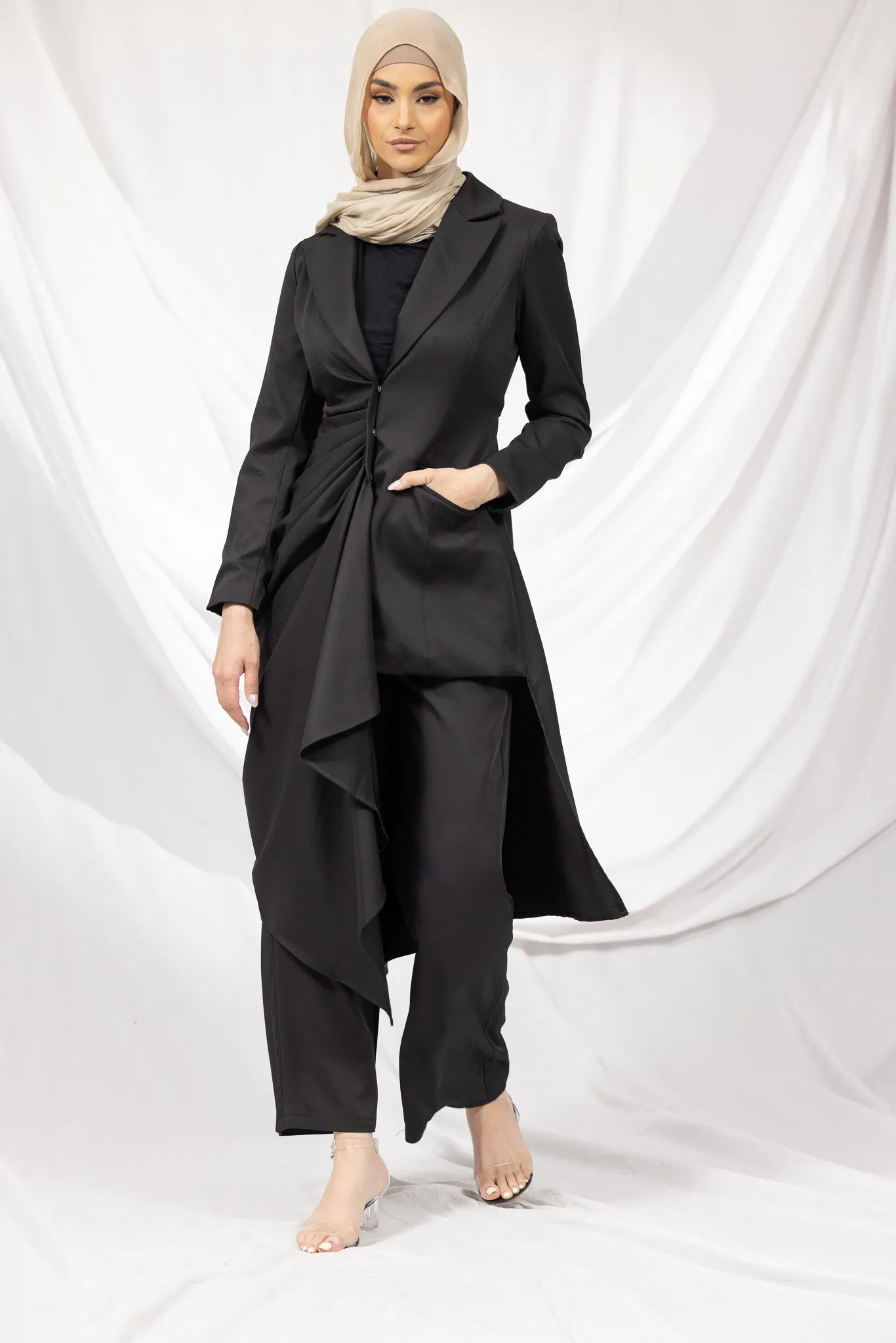 The Crescent Csillia Side Drape Jacket