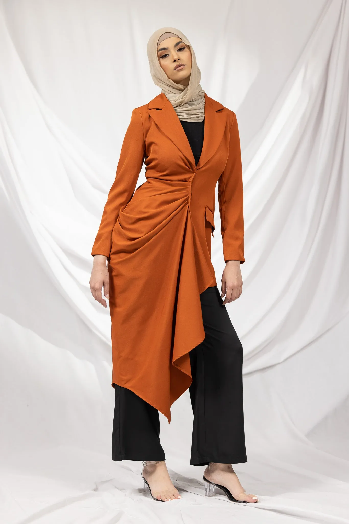 The Crescent Csillia Side Drape Jacket