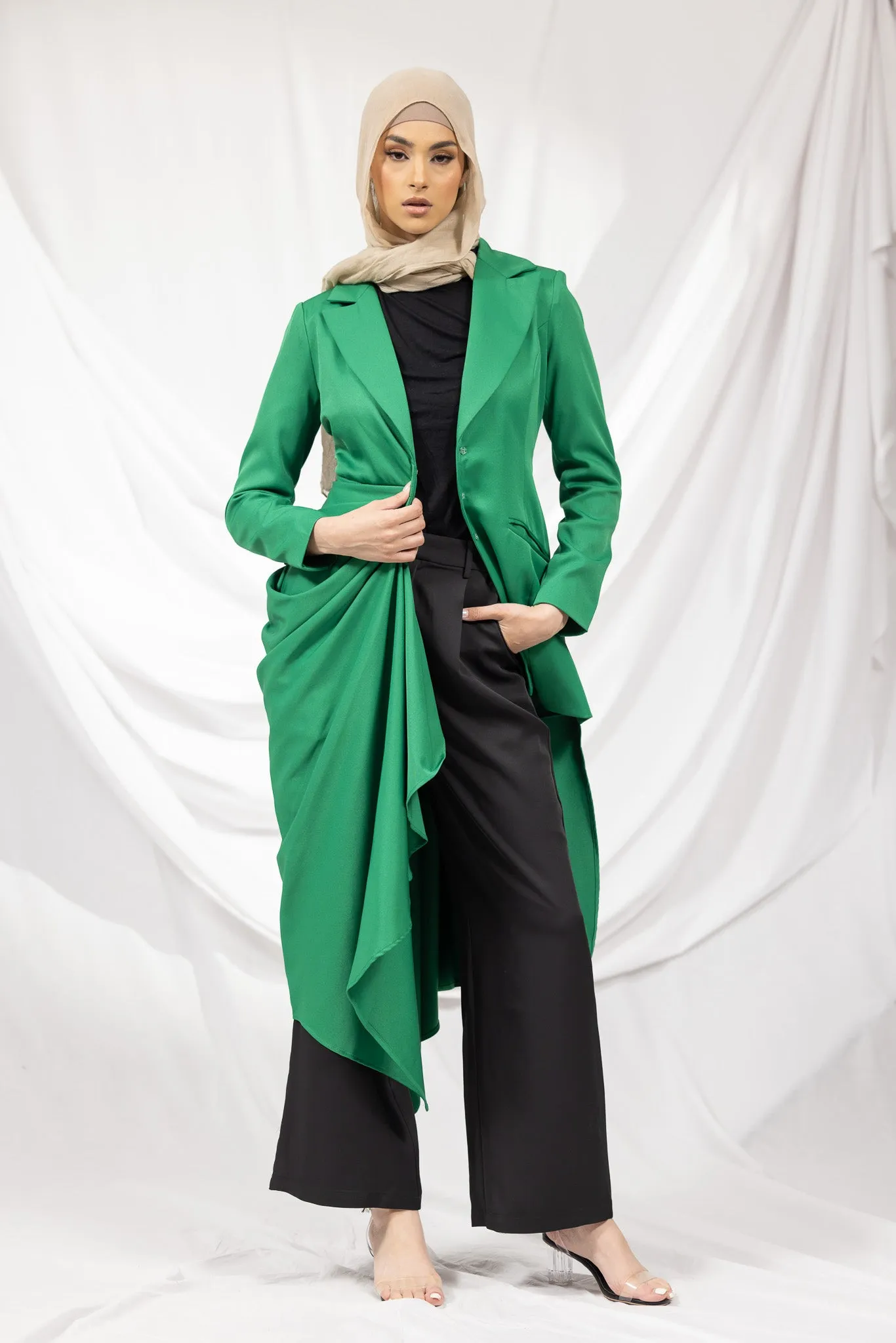 The Crescent Csillia Side Drape Jacket