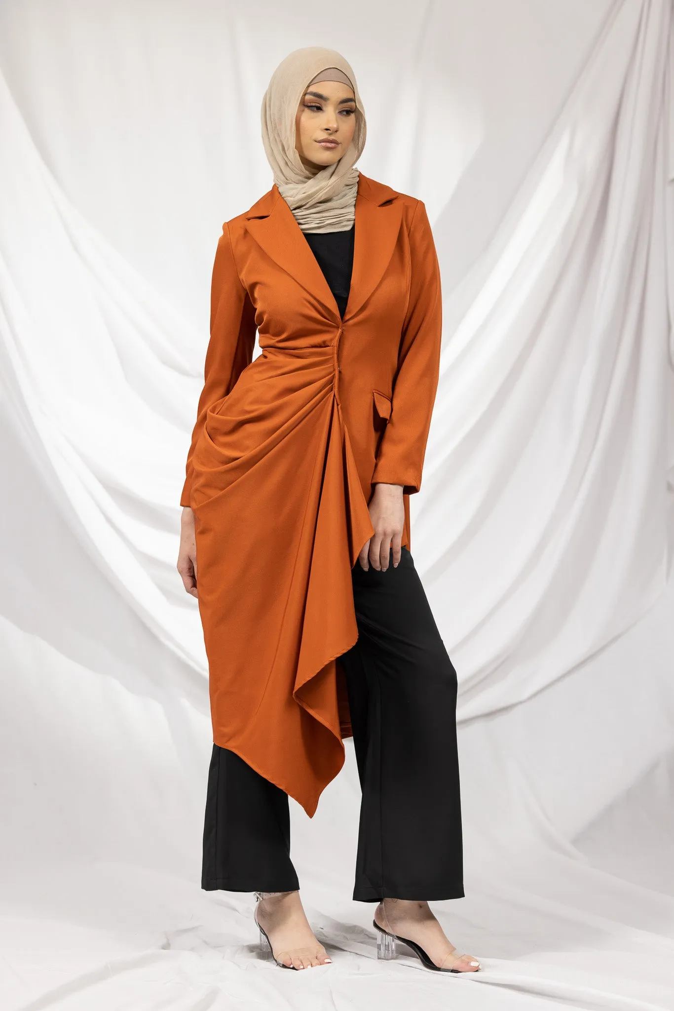 The Crescent Csillia Side Drape Jacket