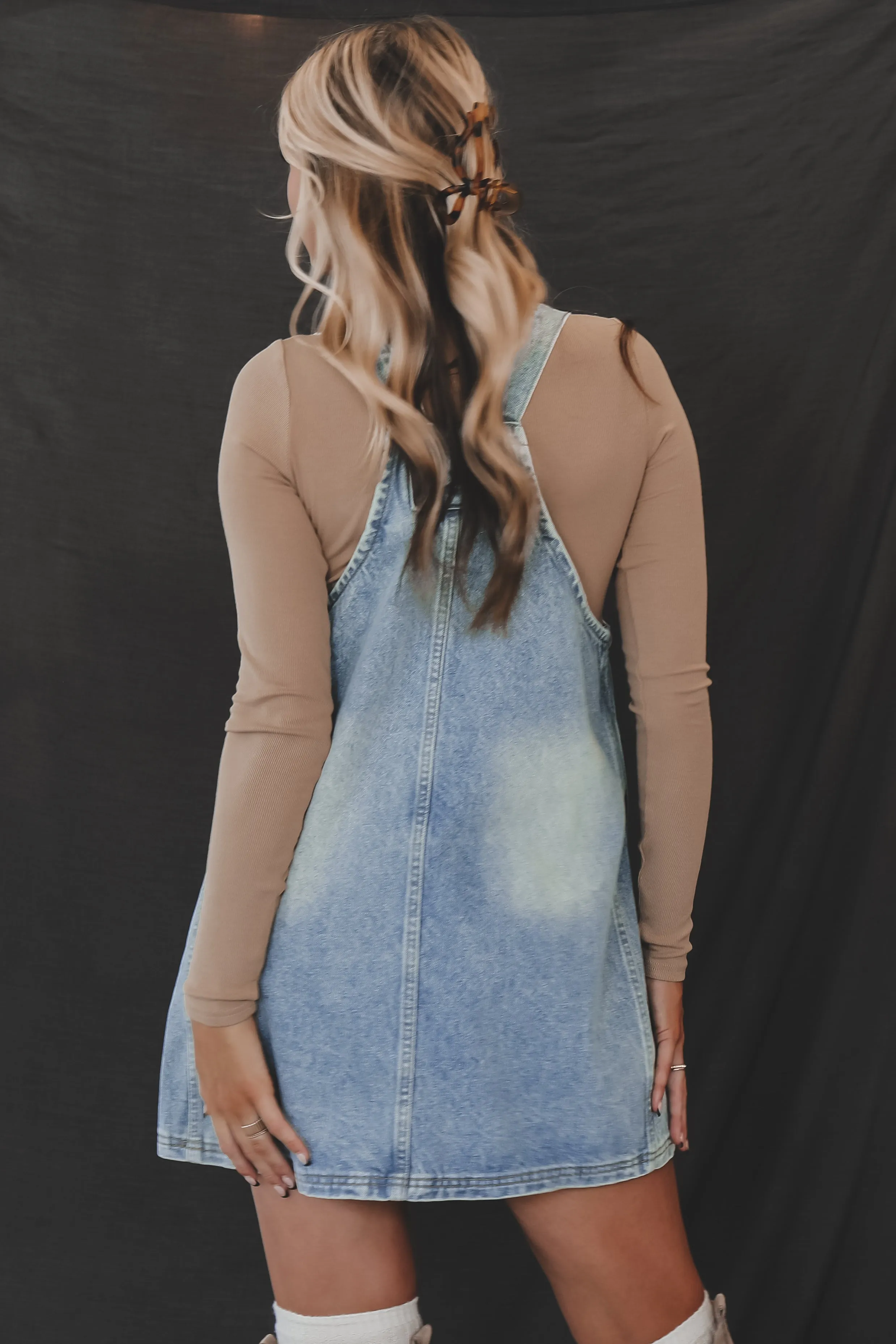 The Day Is Today Denim Overall Mini Dress