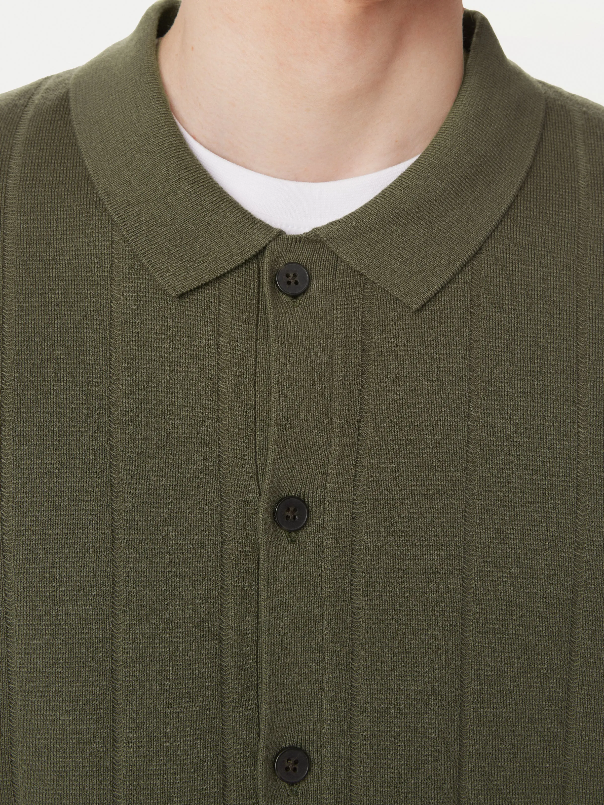 The Knit Button Up Polo in Green