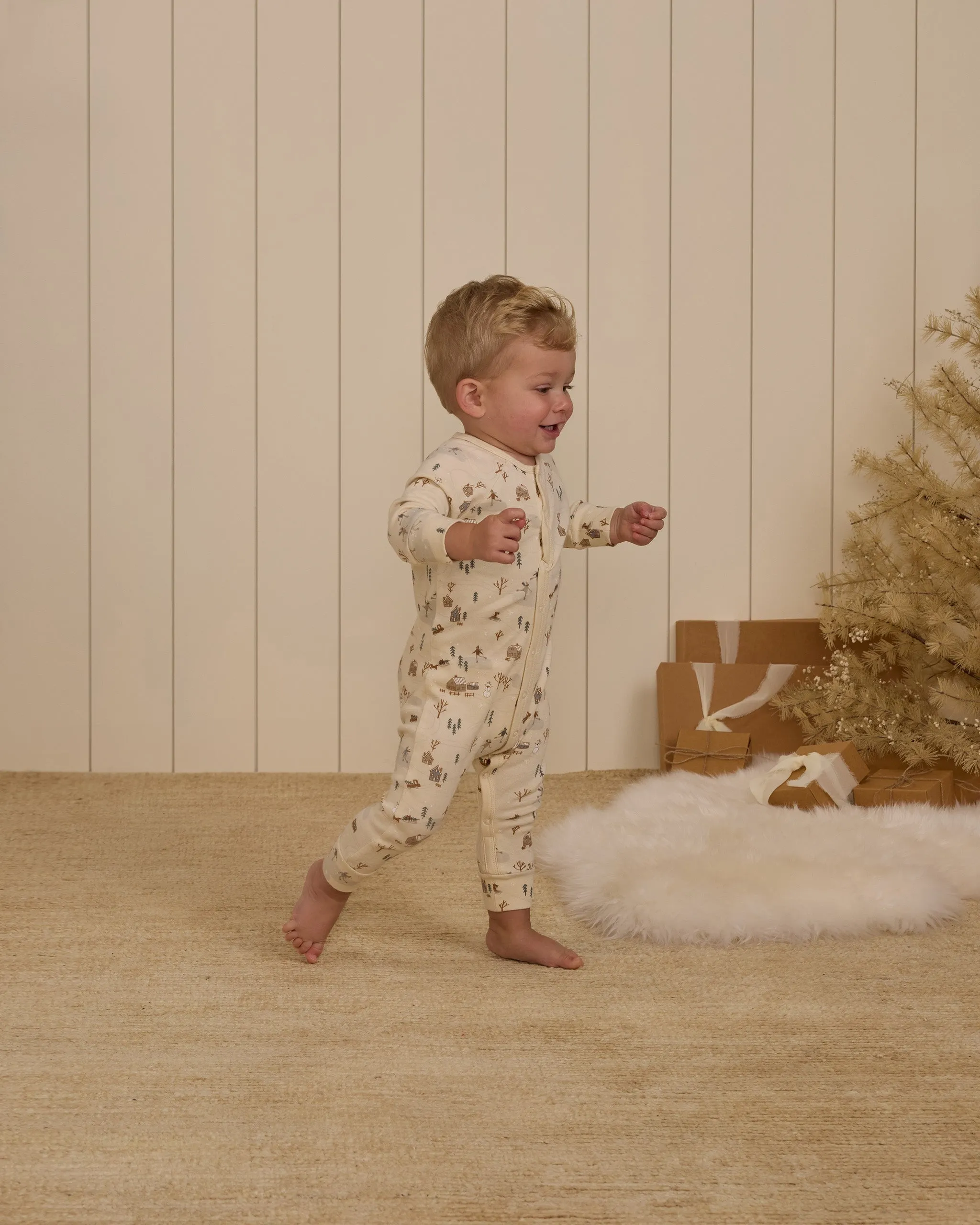 The Organic Long John Pajamas by Rylee   Cru - Winter Town - BABY