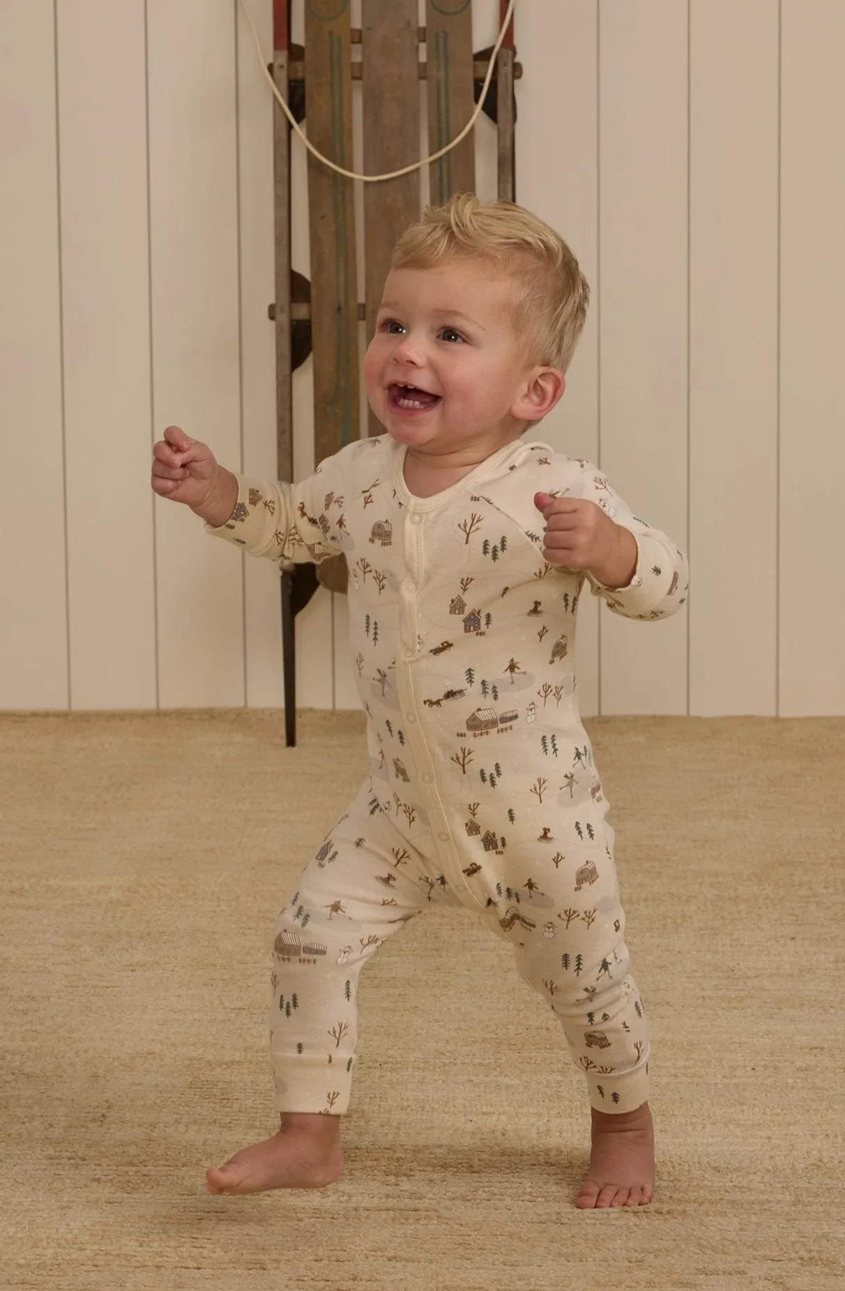 The Organic Long John Pajamas by Rylee   Cru - Winter Town - BABY