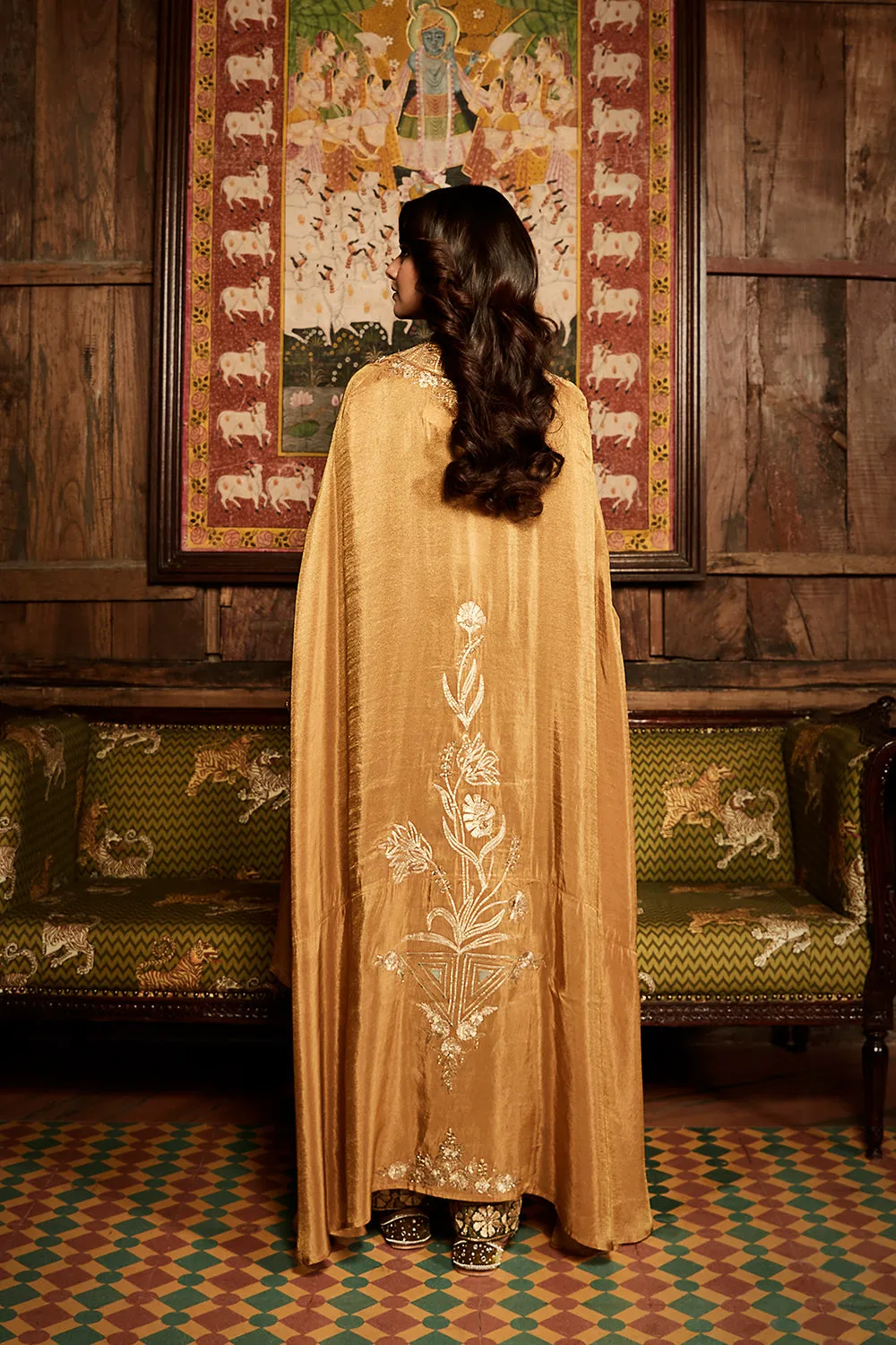 The Tissue Gota Olive & Haldi Cape Set