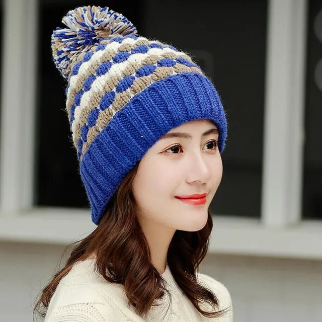 Thick Cotton And Ring Scarf Casual Warm Knitted Winter Beanie