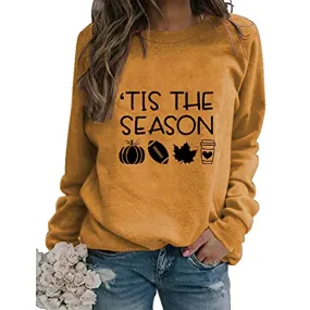 Tis the Season Fall Sweatshirt Yellow, X-Large