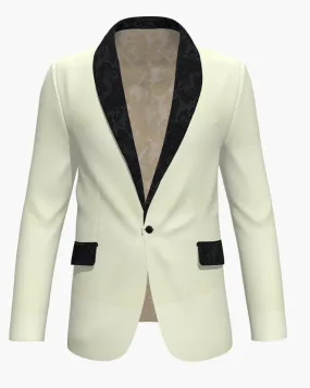 Tuxedo Plain Ivory plus Black Contrast Jacquard Lapels (Evening Wear Ceremony Book) VBC 227708