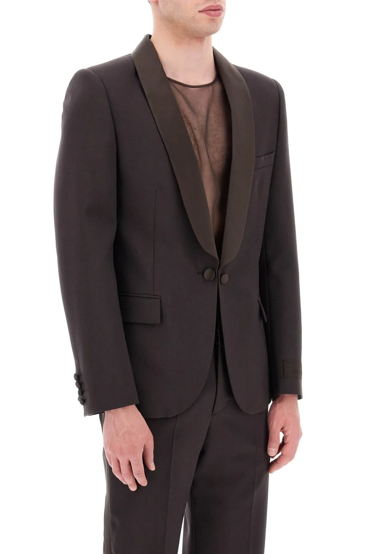 Valentino wool tuxedo jacket with chiffon bib