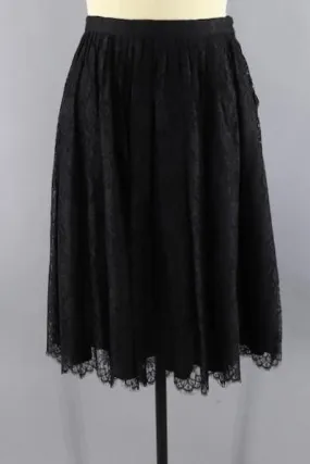 Vintage 1950s Black Lace Party Skirt