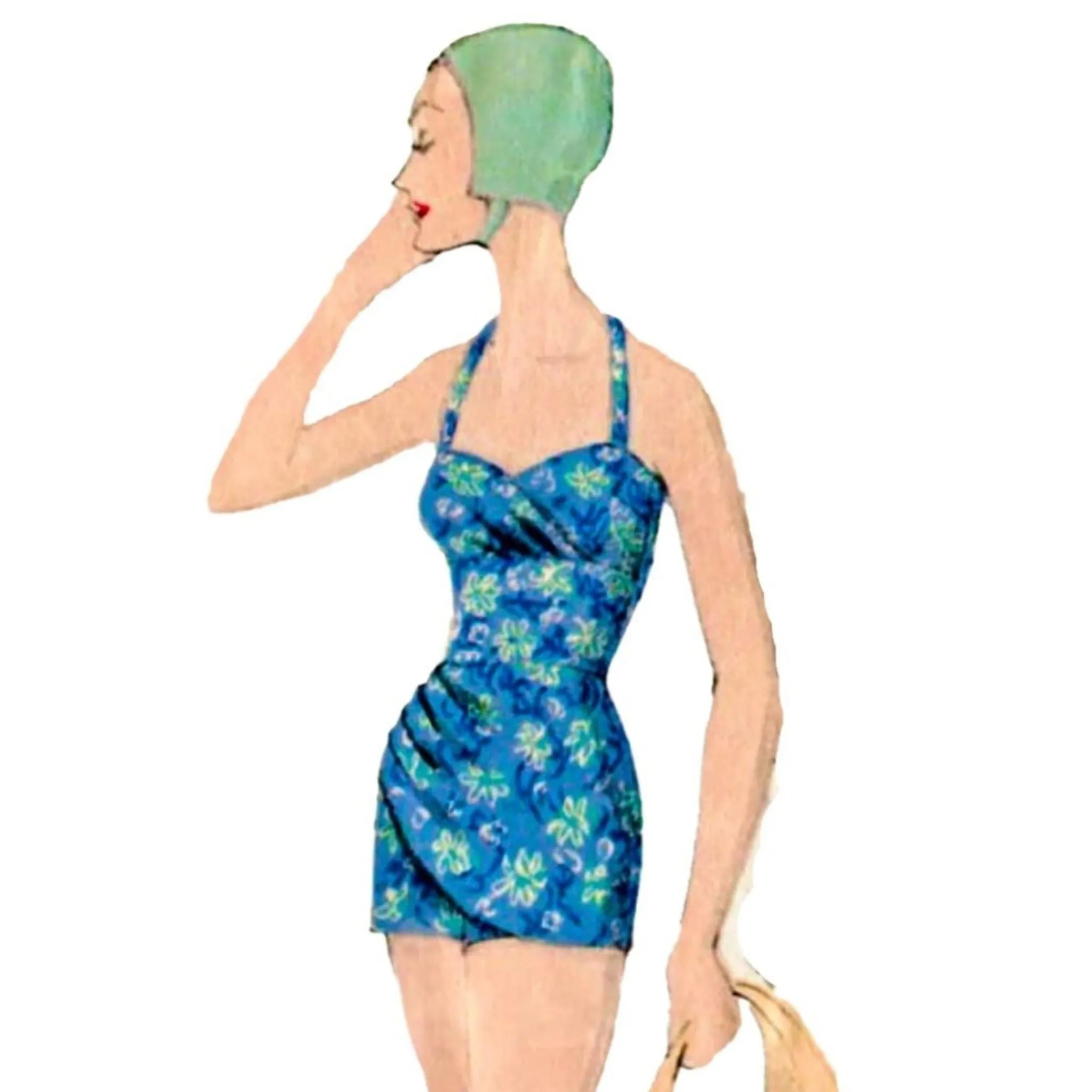 Vintage 1950s Pattern – Bathing Suit & Reversible Beach Coat - Bust 32" (81.3cm)