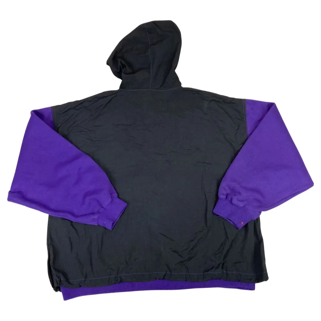 Vintage 90s Black Purple Reebok Hooded Quarter Zip Jacket XXL