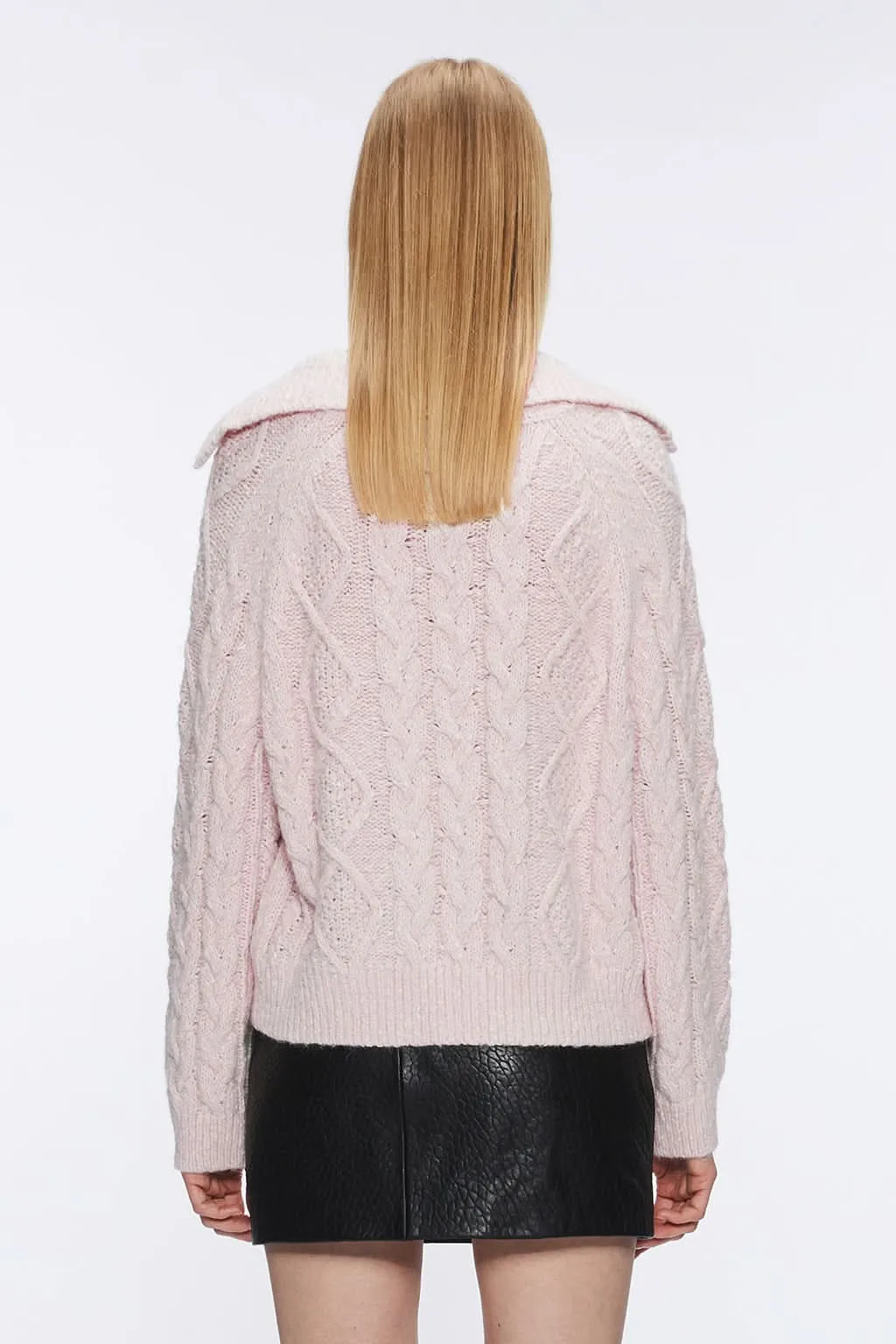 Vintage Cable-Knit Collared Sweater