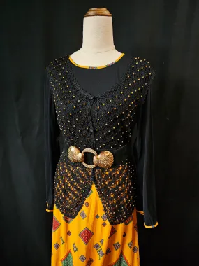 VINTAGE CROCHET GOLD BEADED VEST SIZE M/L