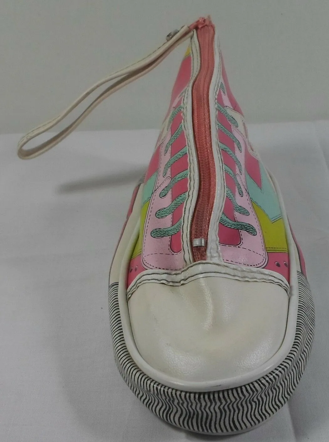 Vintage Shoe Shaped Pencil Case Retro 80's All Star Bag Vinyl Pouch w/ Zipper