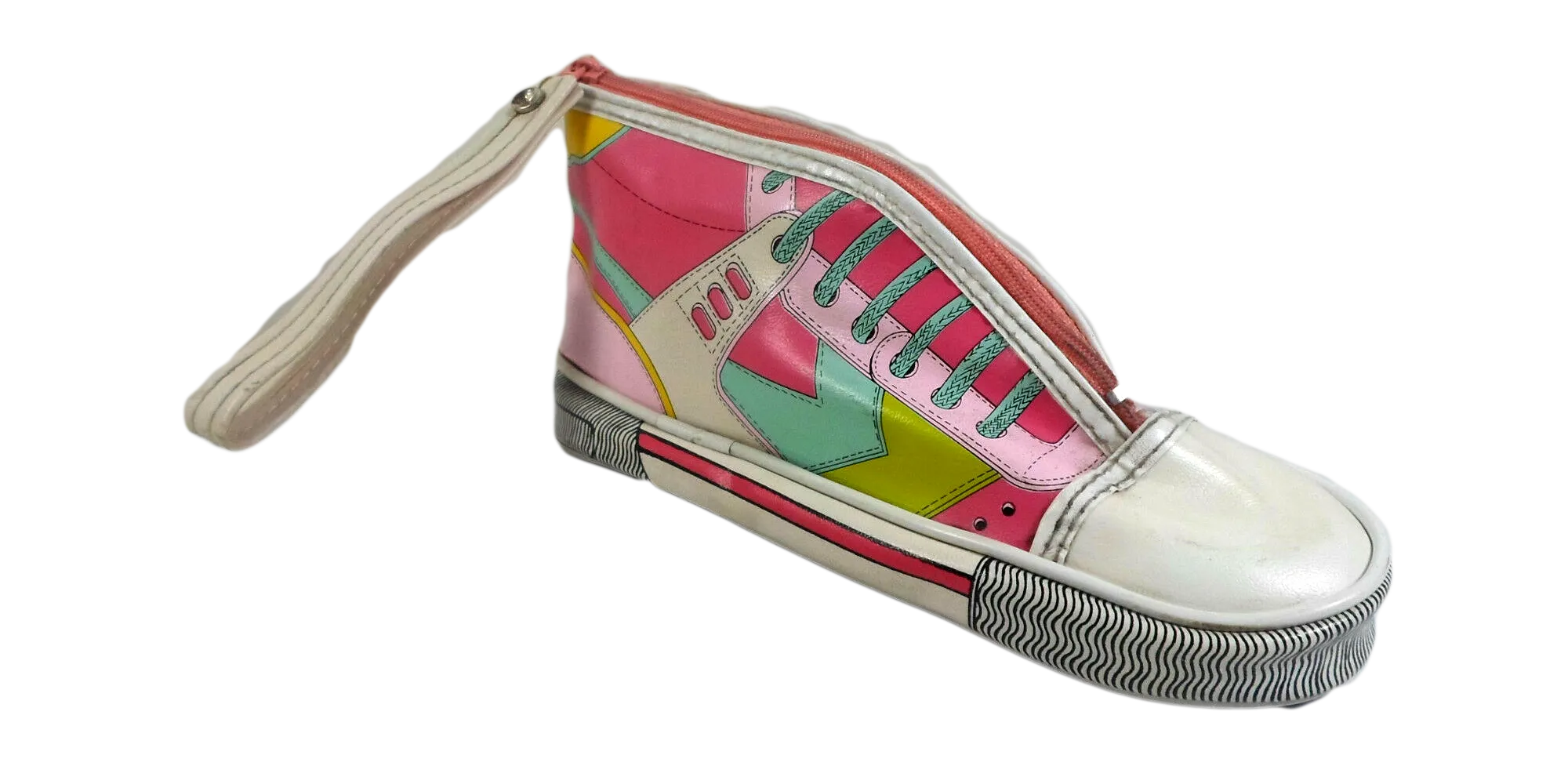 Vintage Shoe Shaped Pencil Case Retro 80's All Star Bag Vinyl Pouch w/ Zipper