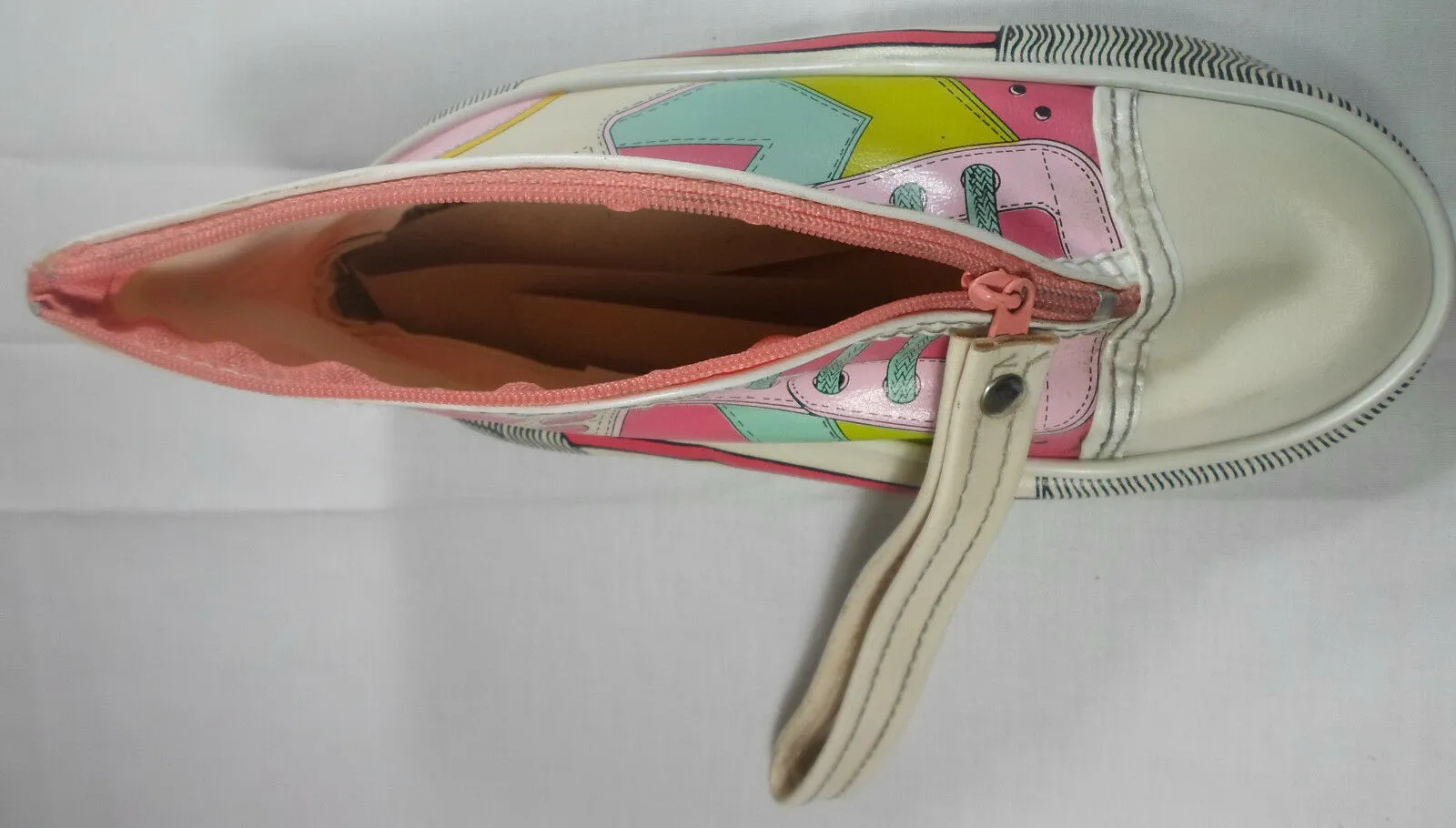 Vintage Shoe Shaped Pencil Case Retro 80's All Star Bag Vinyl Pouch w/ Zipper