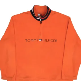 VINTAGE TOMMY HILFIGER ORANGE FLEECE PULLOVER JACKET 1990S SIZE LARGE