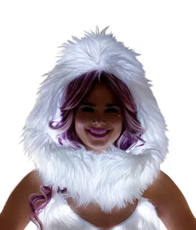 White Fur Light-Up Infinity Hood with White lights