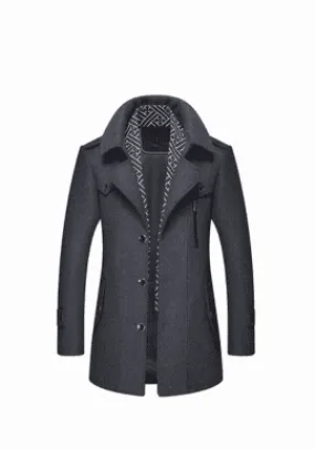 Winter Scarf Detachable Scarf Jackets Men's Wool Coats