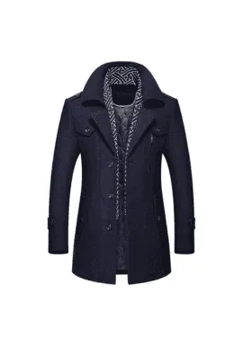 Winter Scarf Detachable Scarf Jackets Men's Wool Coats