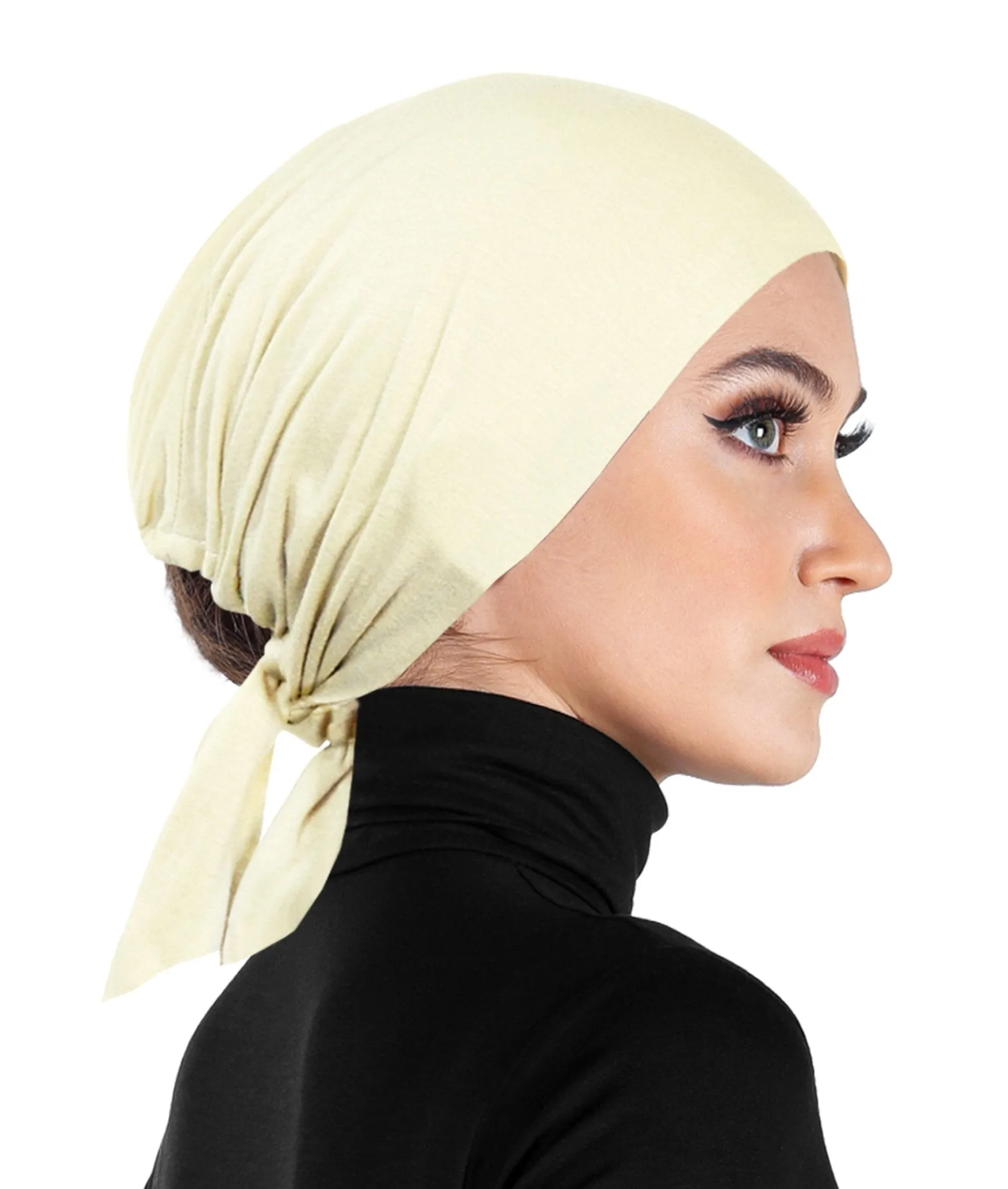 Women's Bonnet Undercap Cotton Adjustable Tie-back Sashes Hijab Beanie Cap