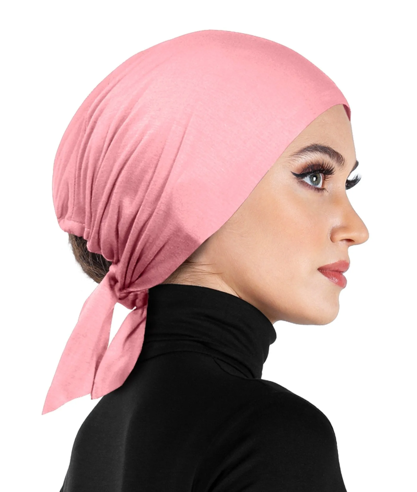 Women's Bonnet Undercap Cotton Adjustable Tie-back Sashes Hijab Beanie Cap