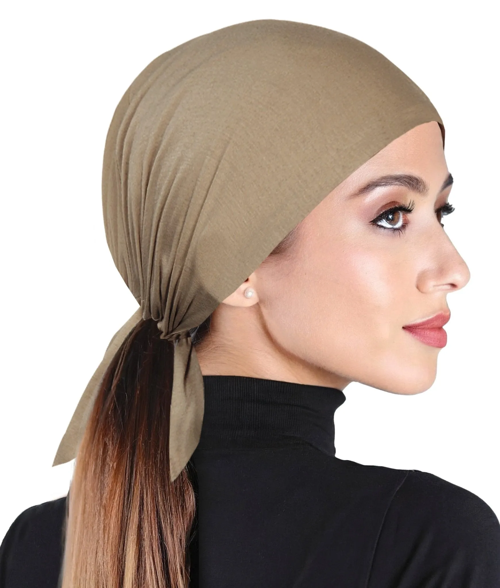 Women's Bonnet Undercap Cotton Adjustable Tie-back Sashes Hijab Beanie Cap