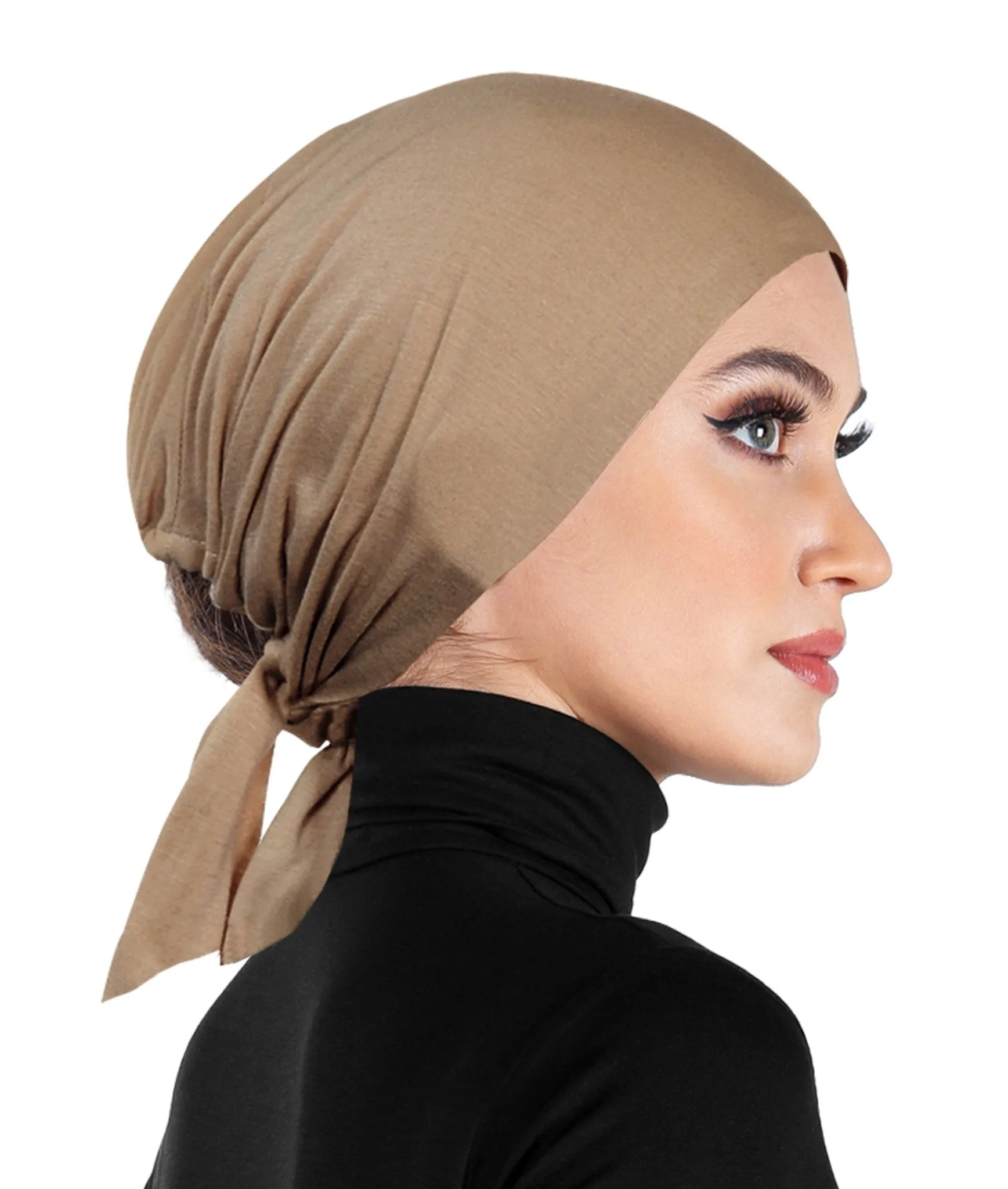 Women's Bonnet Undercap Cotton Adjustable Tie-back Sashes Hijab Beanie Cap