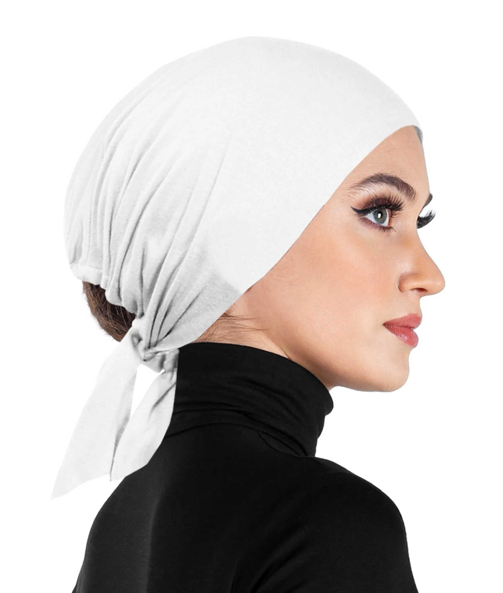 Women's Bonnet Undercap Cotton Adjustable Tie-back Sashes Hijab Beanie Cap