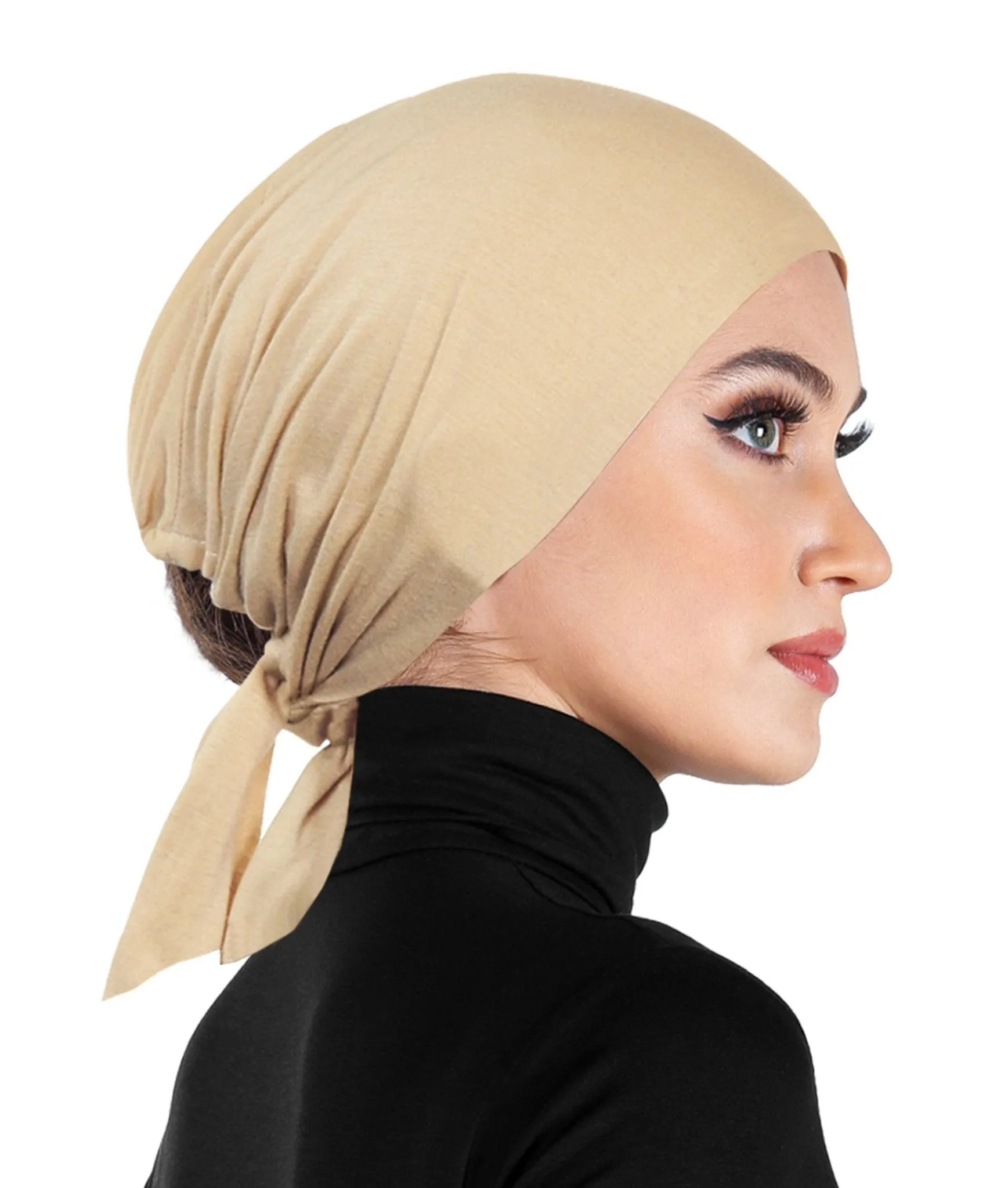 Women's Bonnet Undercap Cotton Adjustable Tie-back Sashes Hijab Beanie Cap