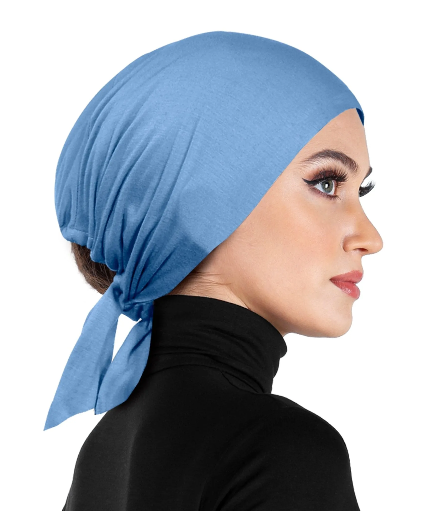 Women's Bonnet Undercap Cotton Adjustable Tie-back Sashes Hijab Beanie Cap