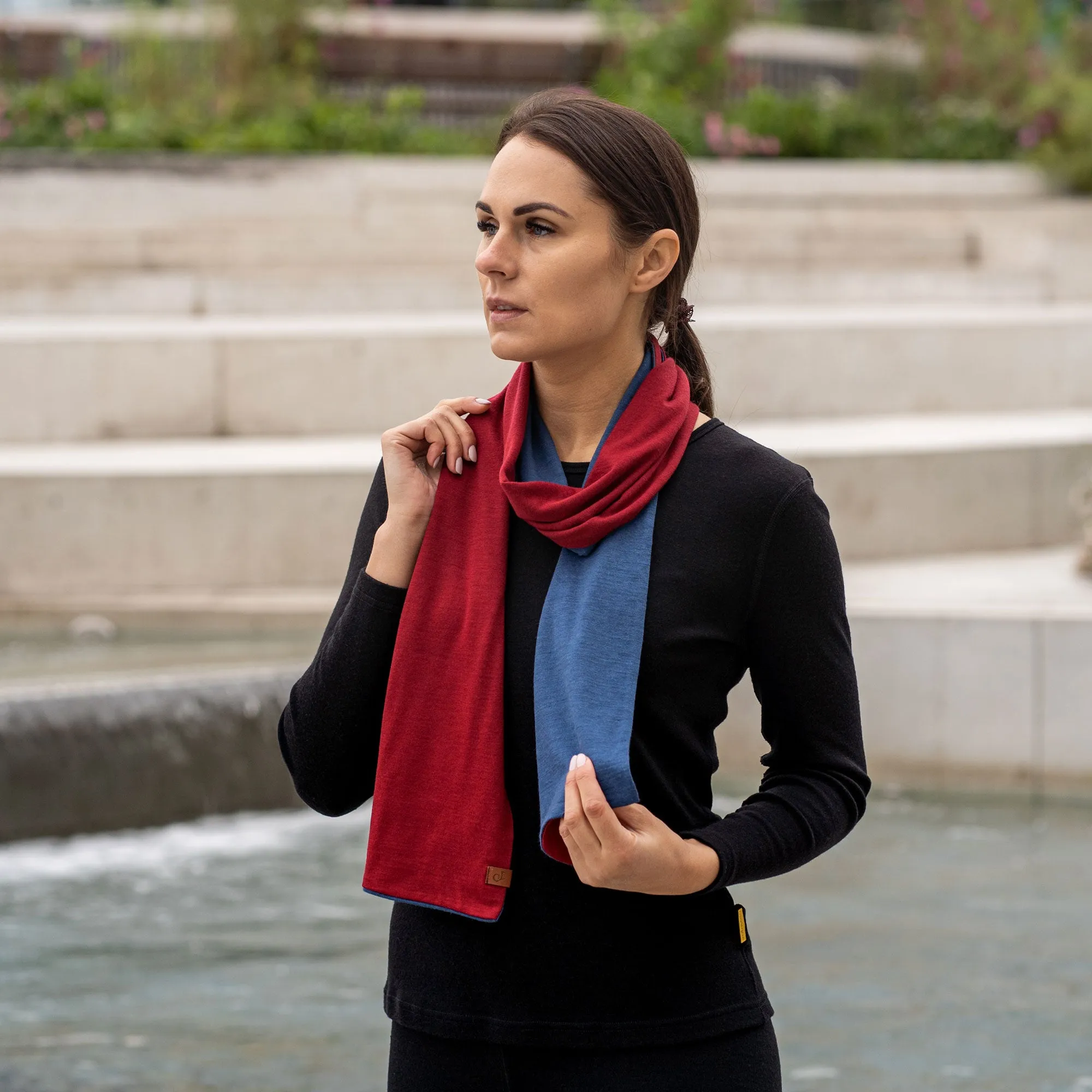 Women's Merino Scarf Denim/Royal Cherry