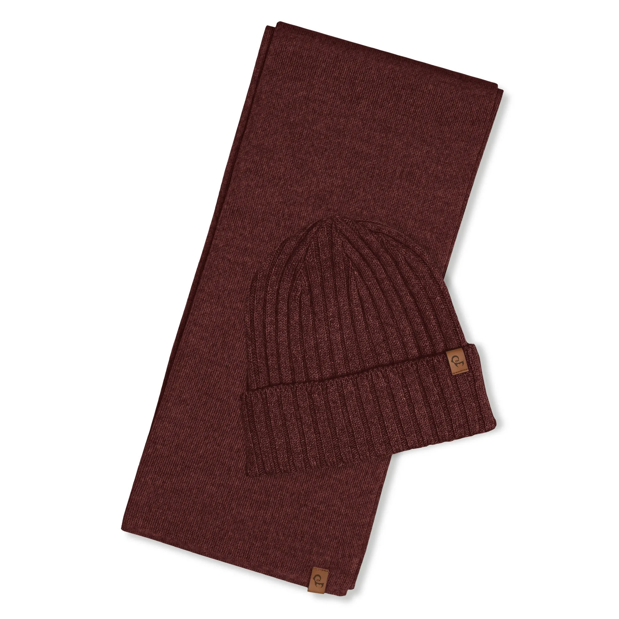 Women's Ribbed Beanie & Scarf Merino 2-Piece