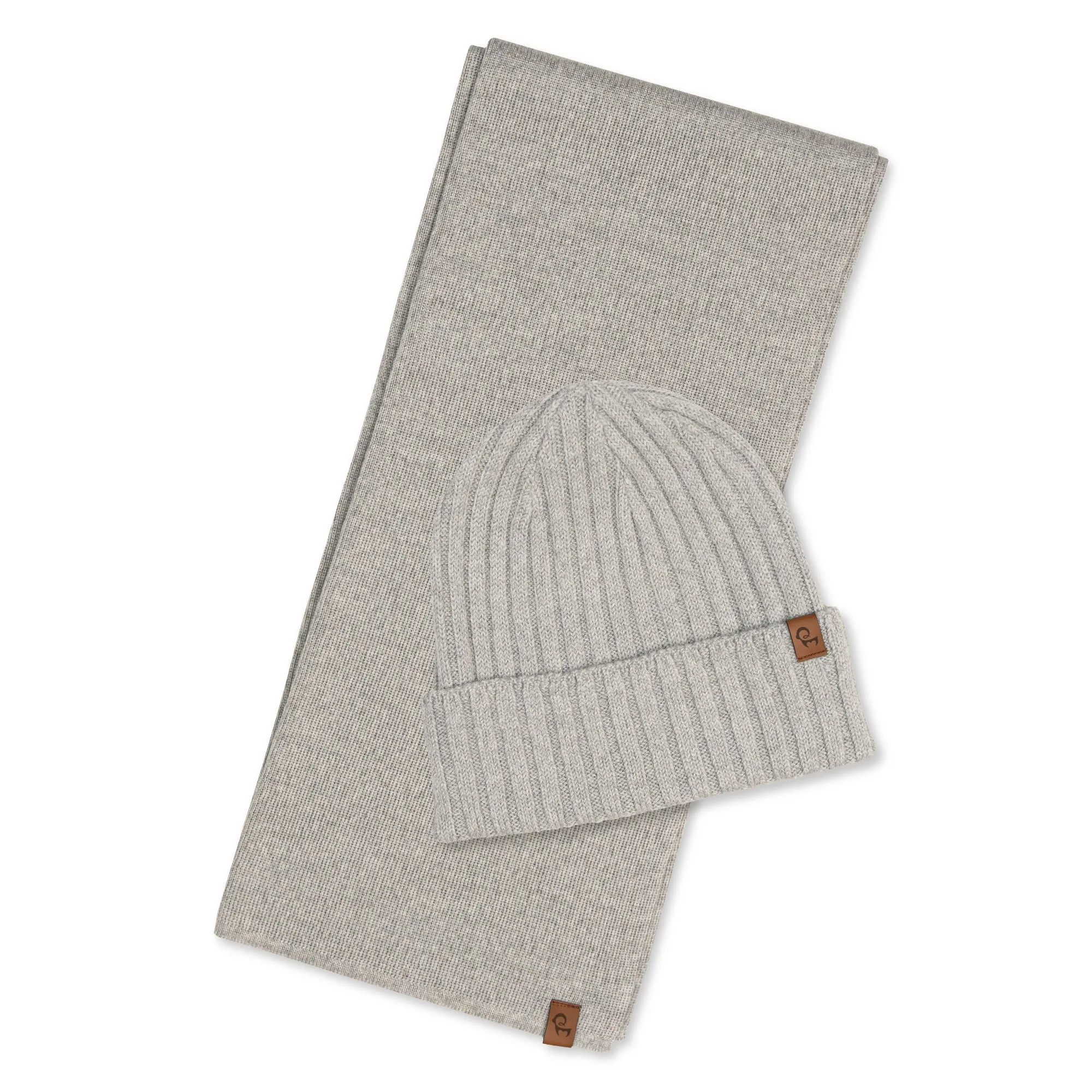 Women's Ribbed Beanie & Scarf Merino 2-Piece