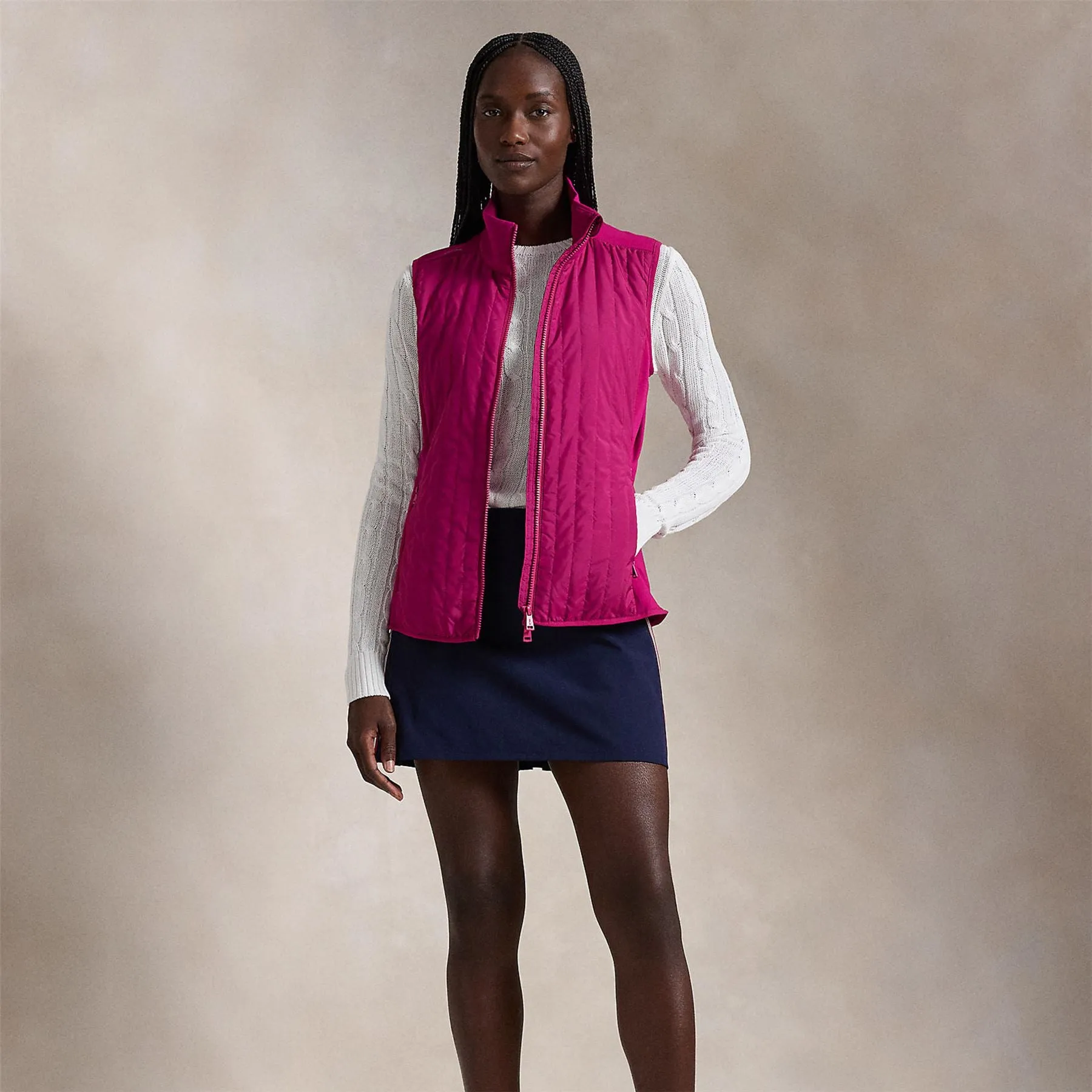 Womens RLX Perfromance Wool Full Zip Vest Fuchsia Berry - AW24