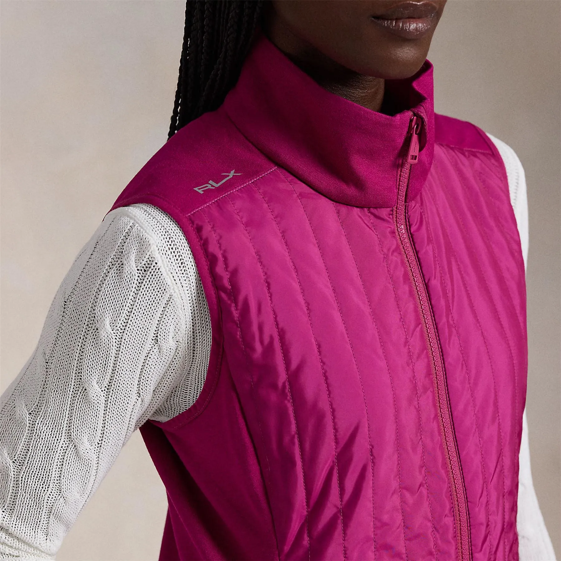 Womens RLX Perfromance Wool Full Zip Vest Fuchsia Berry - AW24