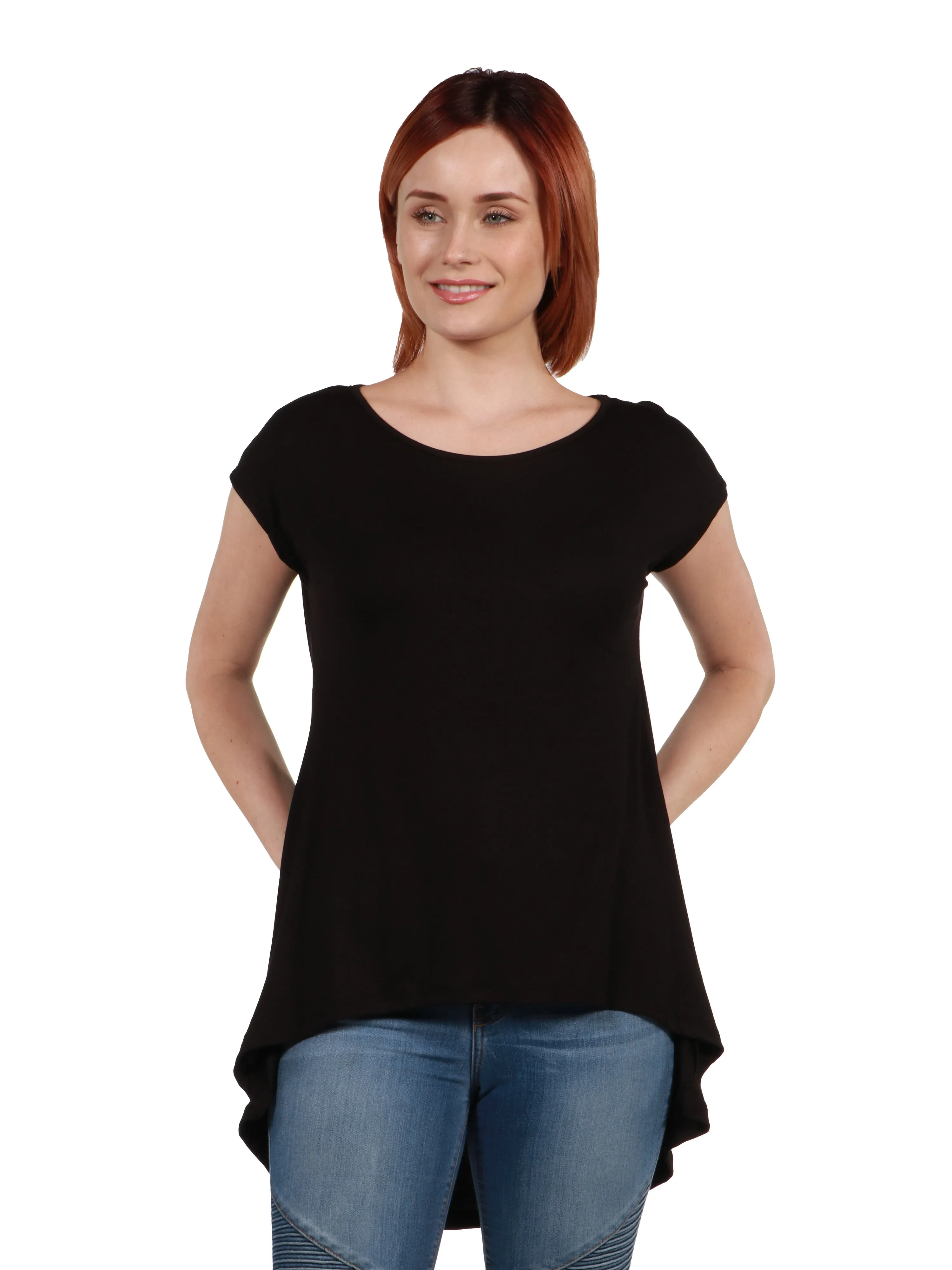 Womens Short Sleeve Casual High Low Tunic Top