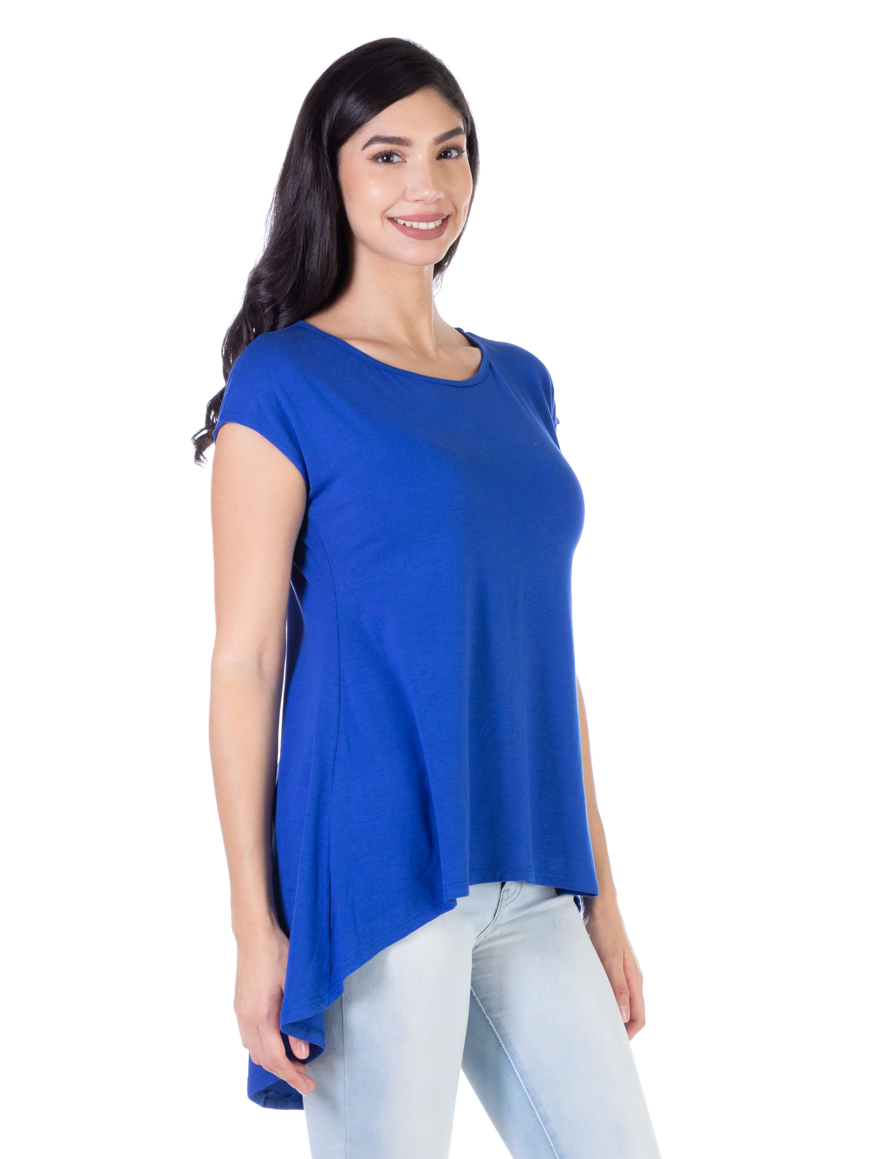 Womens Short Sleeve Casual High Low Tunic Top